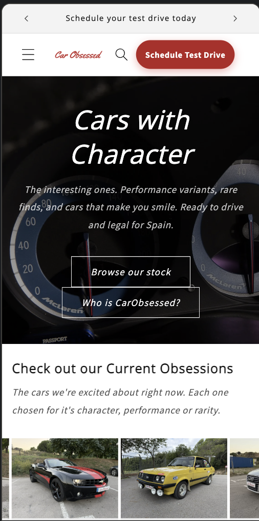 CarObsessed site after (mobile)