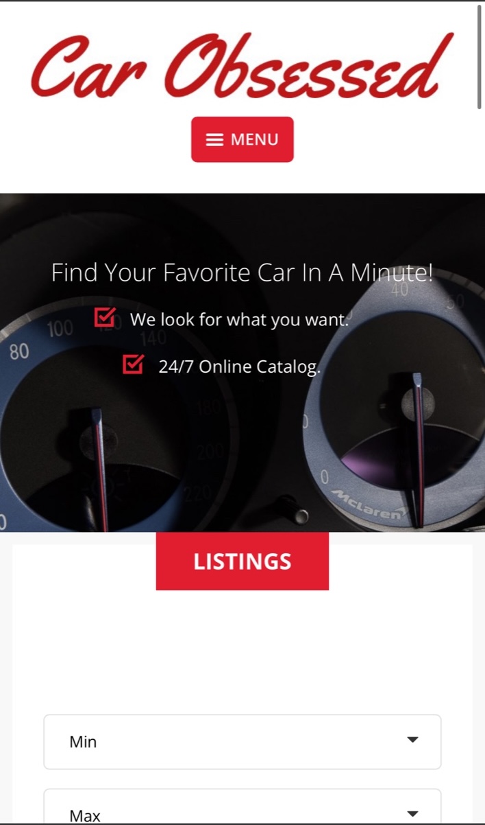 CarObsessed old mobile landing hero (before)