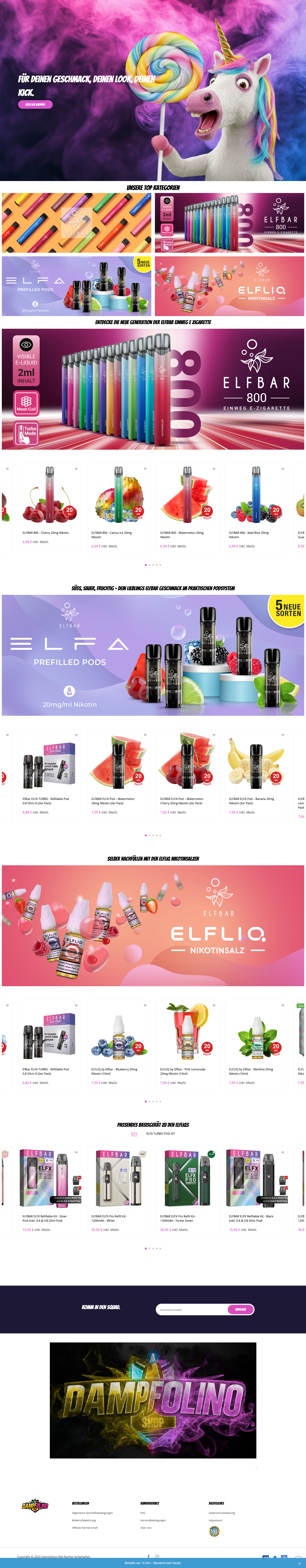 Dampfolino homepage screenshot